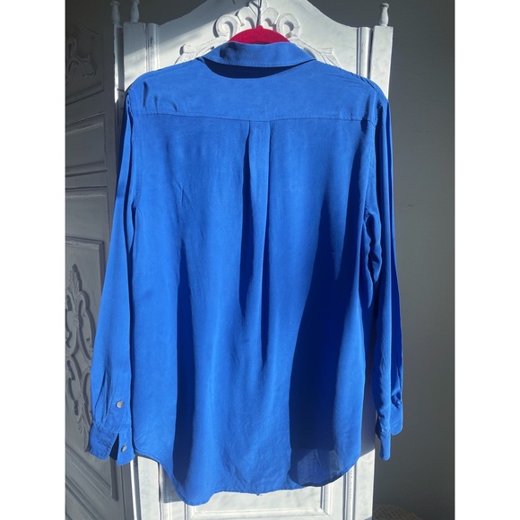 💙NWOT Vince Camuto 100%silk button down blue blouse - Picture 8 of 13